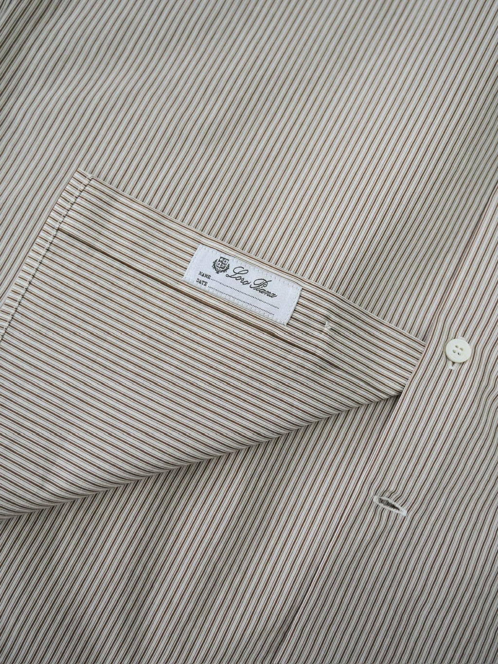 Loro Piana Herren-Hemd aus Baumwolle mit beige-weissem Streifenmuster