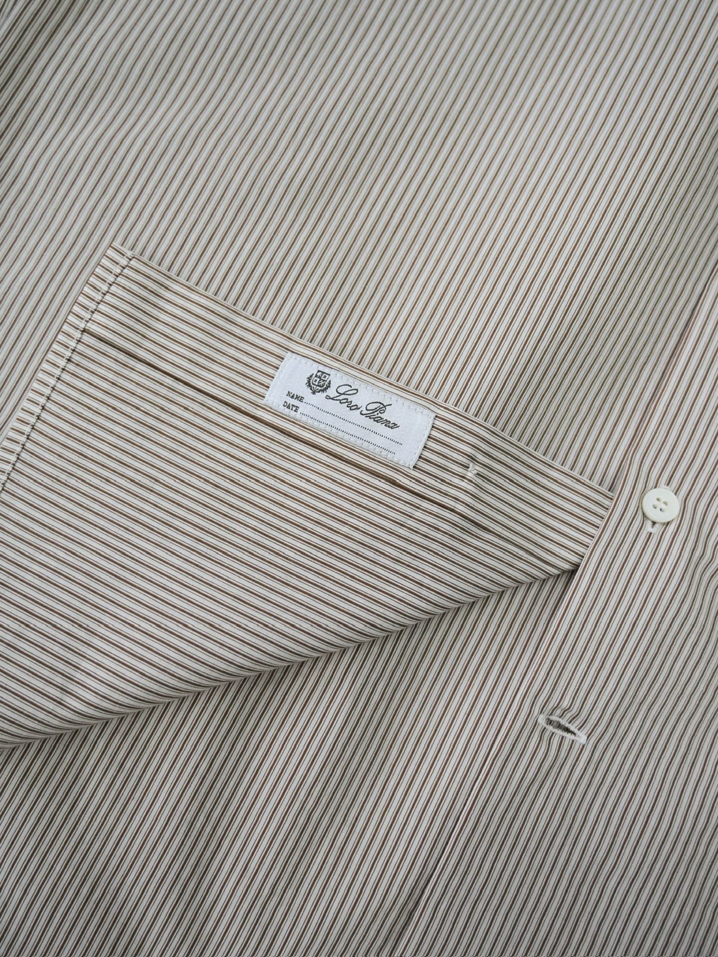 Loro Piana Herren-Hemd aus Baumwolle mit beige-weissem Streifenmuster