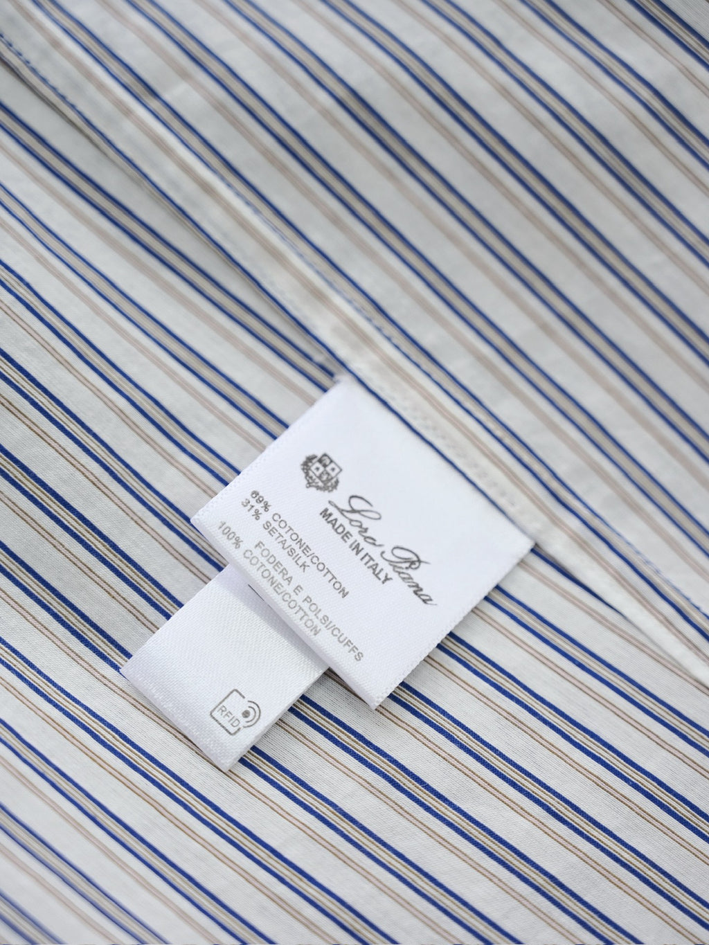 Loro Piana Herren-Hemd aus Baumwolle mit blau-weissem Streifenmuster