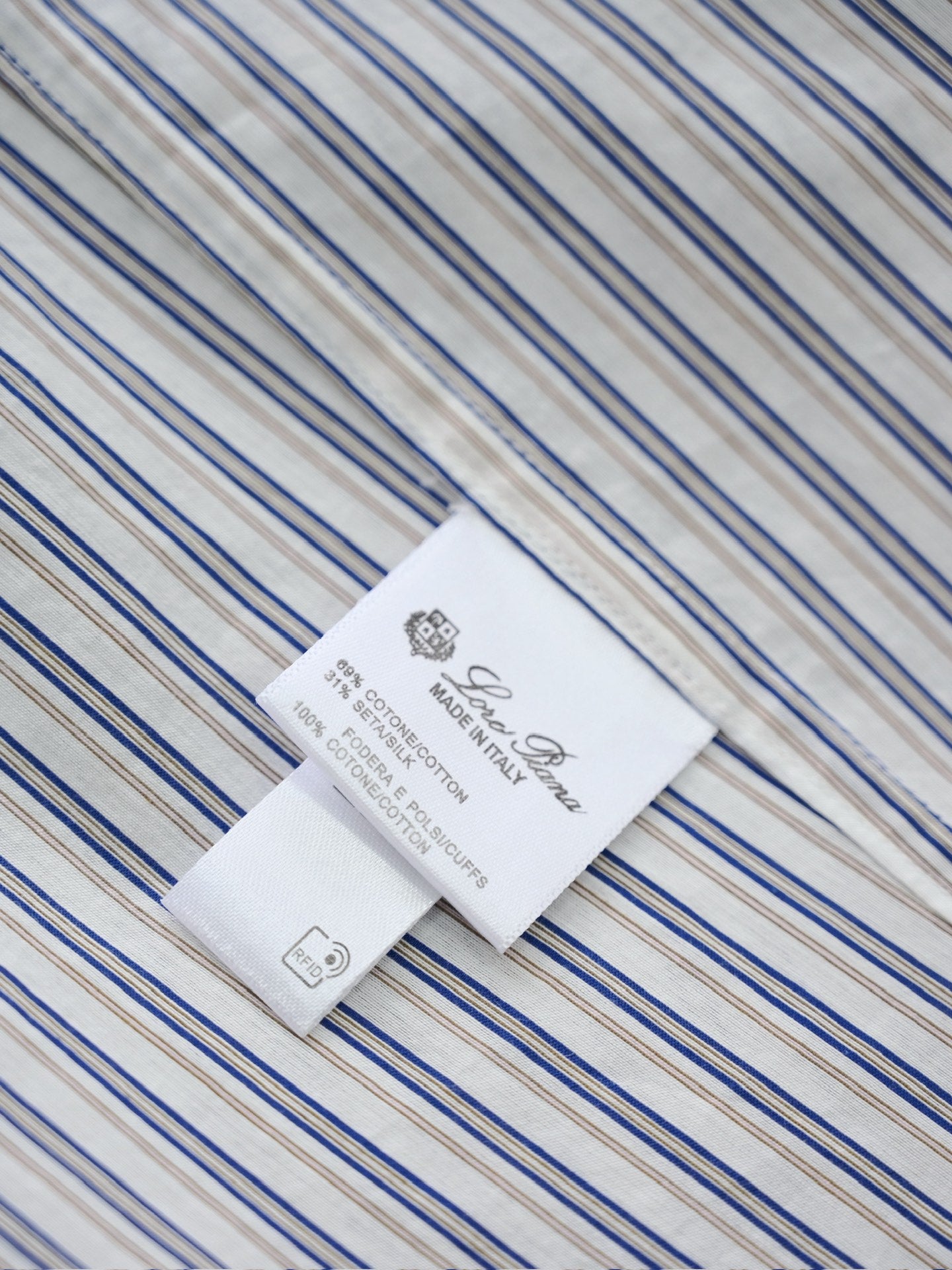 Loro Piana Herren-Hemd aus Baumwolle mit blau-weissem Streifenmuster