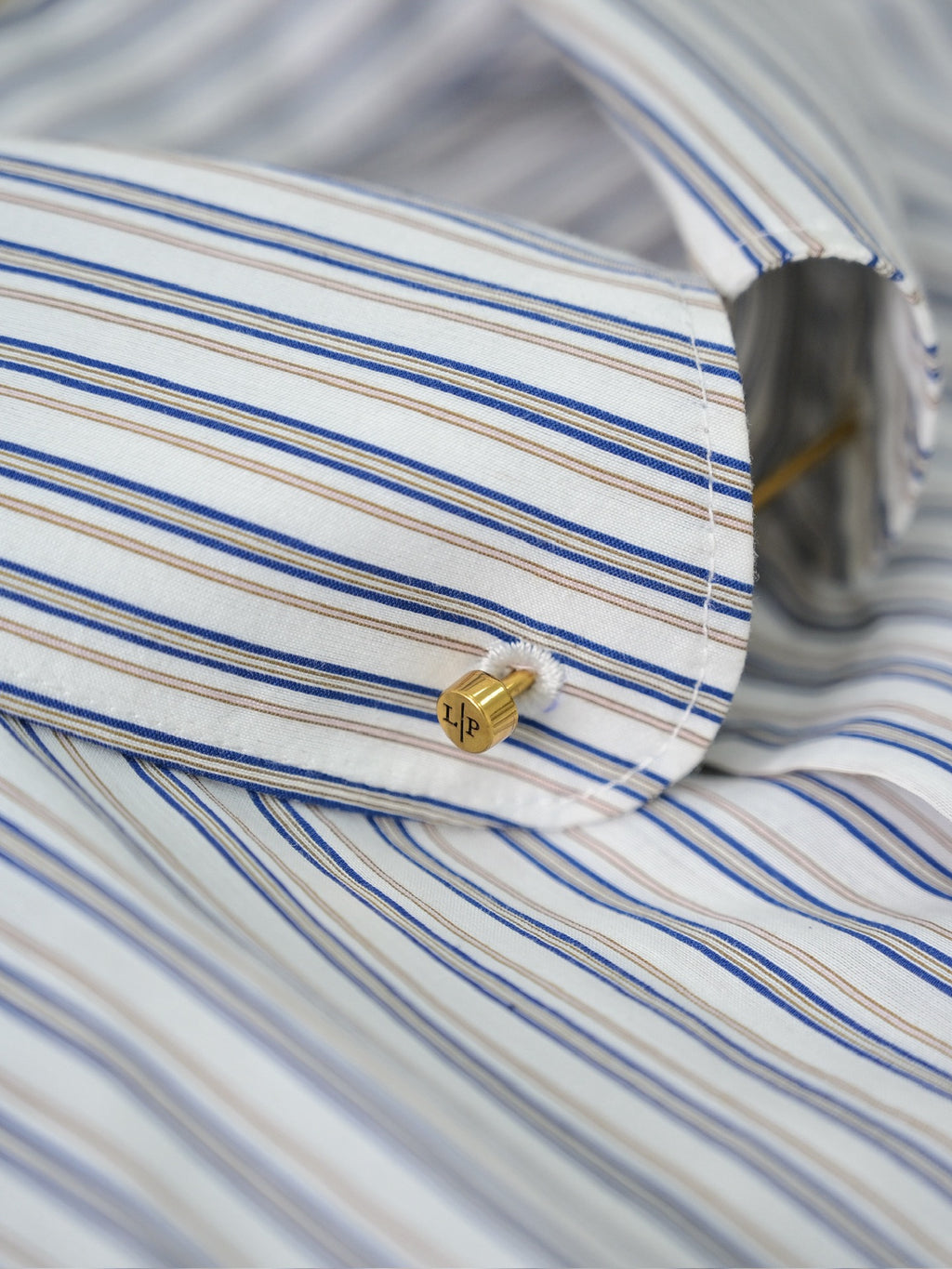 Loro Piana Herren-Hemd aus Baumwolle mit blau-weissem Streifenmuster