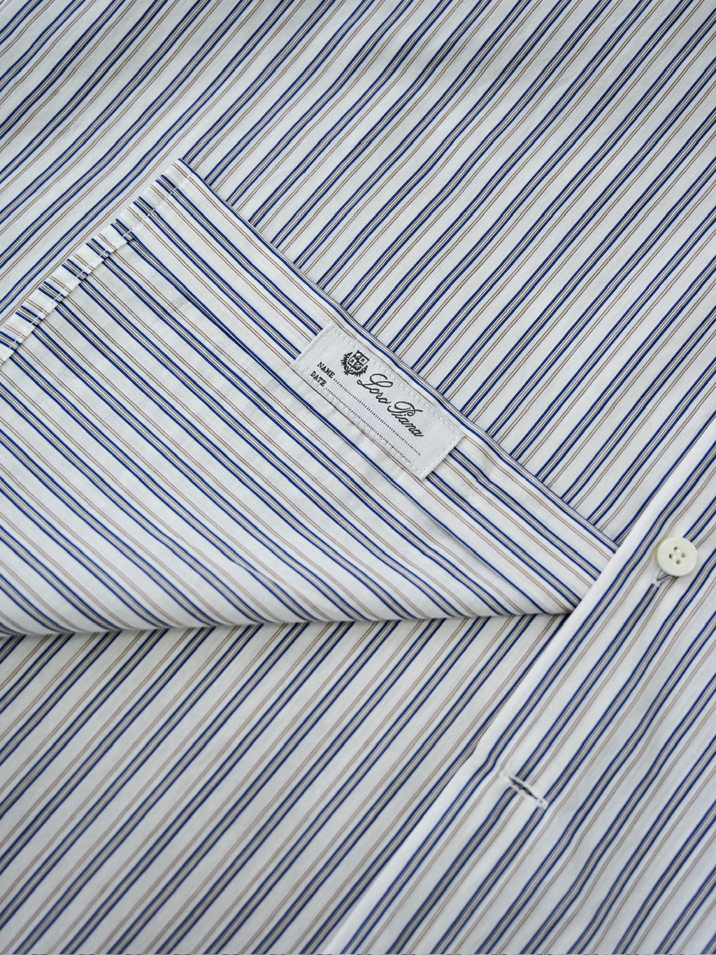 Loro Piana Herren-Hemd aus Baumwolle mit blau-weissem Streifenmuster