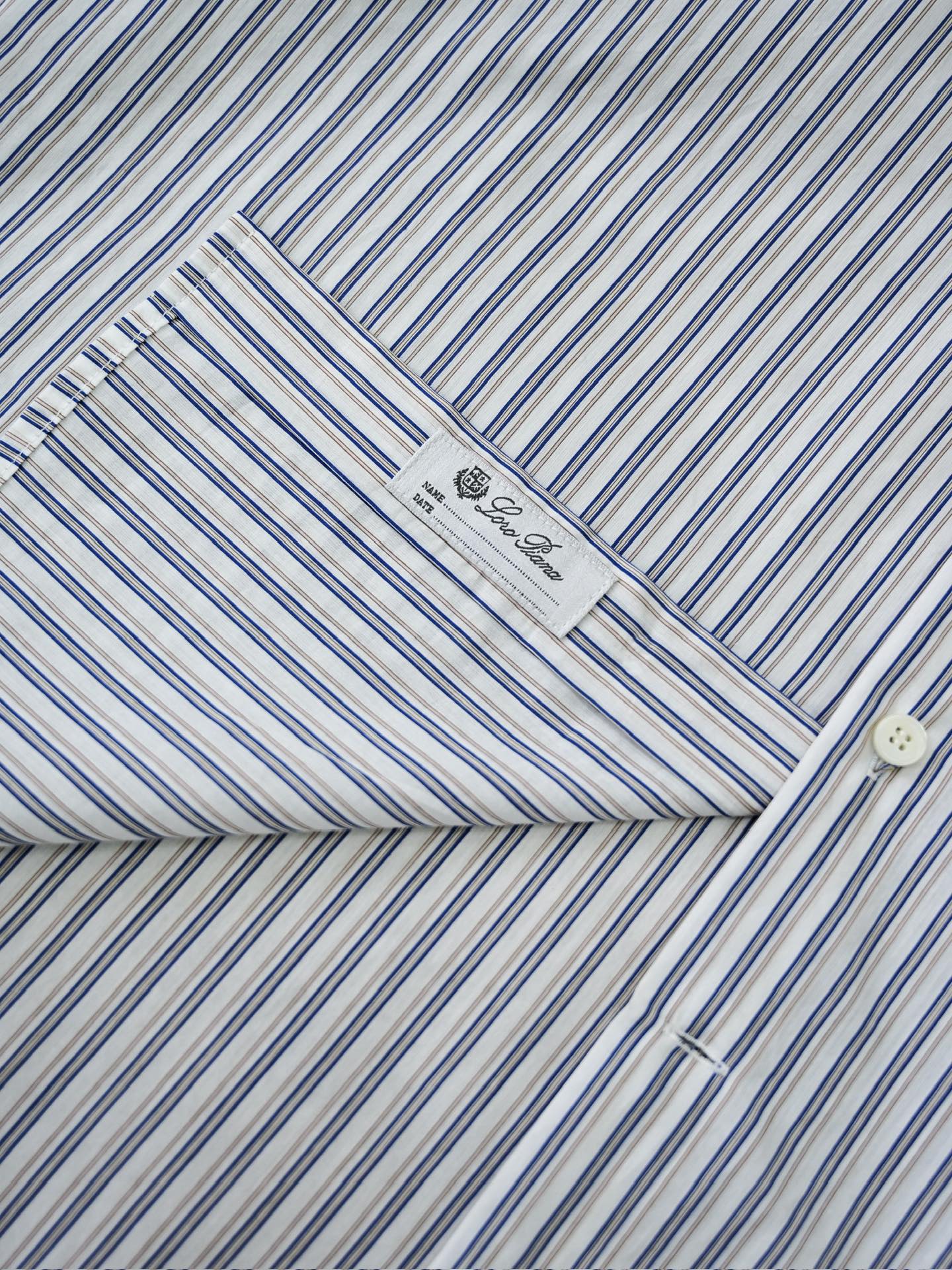 Loro Piana Herren-Hemd aus Baumwolle mit blau-weissem Streifenmuster